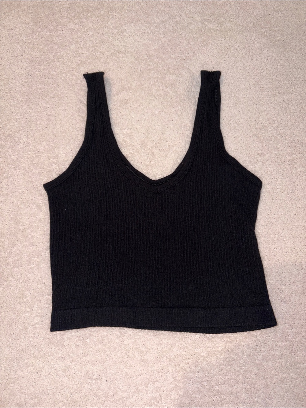 Urban Outfitters-Out from Under Black Ribbed V-Neck Tank Top